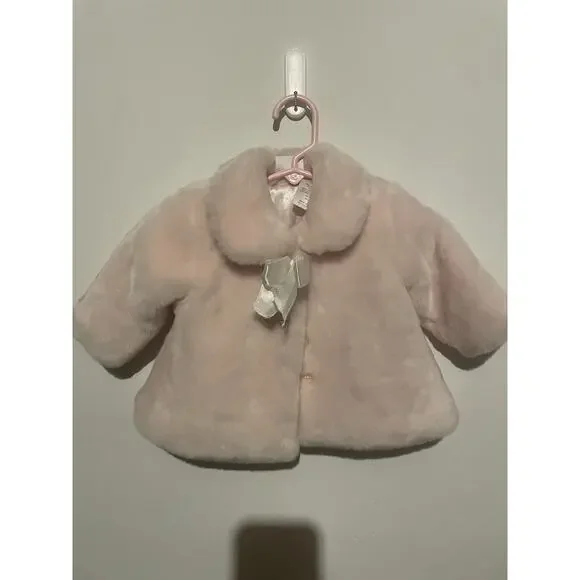 KoalaBaby Girls 0-3 Month Faux Fur Trim Coat - Picture 1 of 7